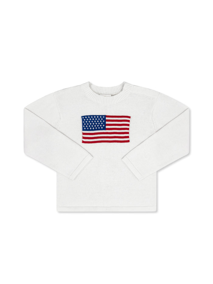 Cozy Up Sweater - Legacy White, American Flag
