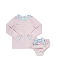 Sun and Sand Rash Guard Set - Baby Pink Minigingham, Baby Blue Minigingham