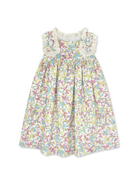 Frances Flap Dress - Bellflower Blossom, Buttercup Ministripe