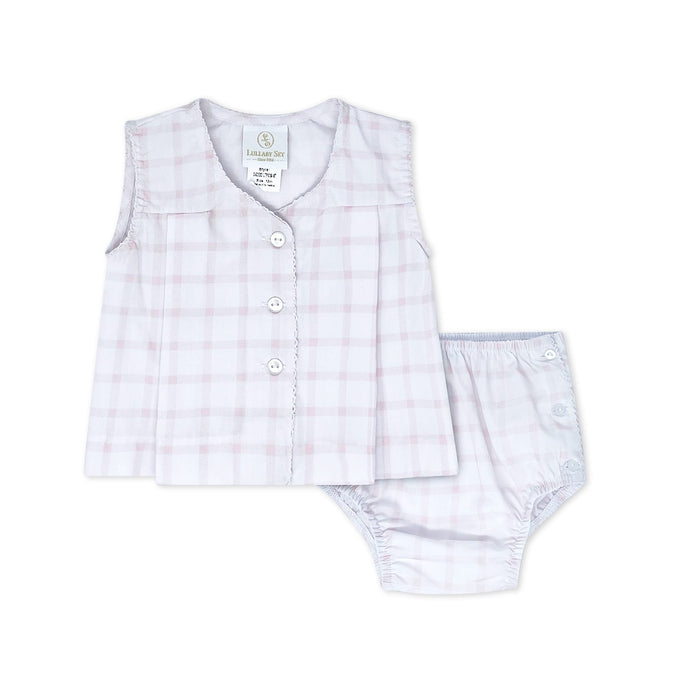 Jill Diaper Set - Wilmington Pink Windowpane.