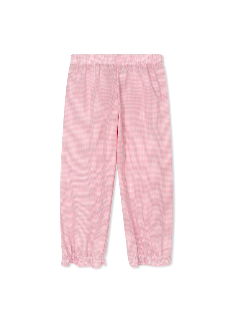 Gloria Gathered Pant - Polite Pink Minigingham