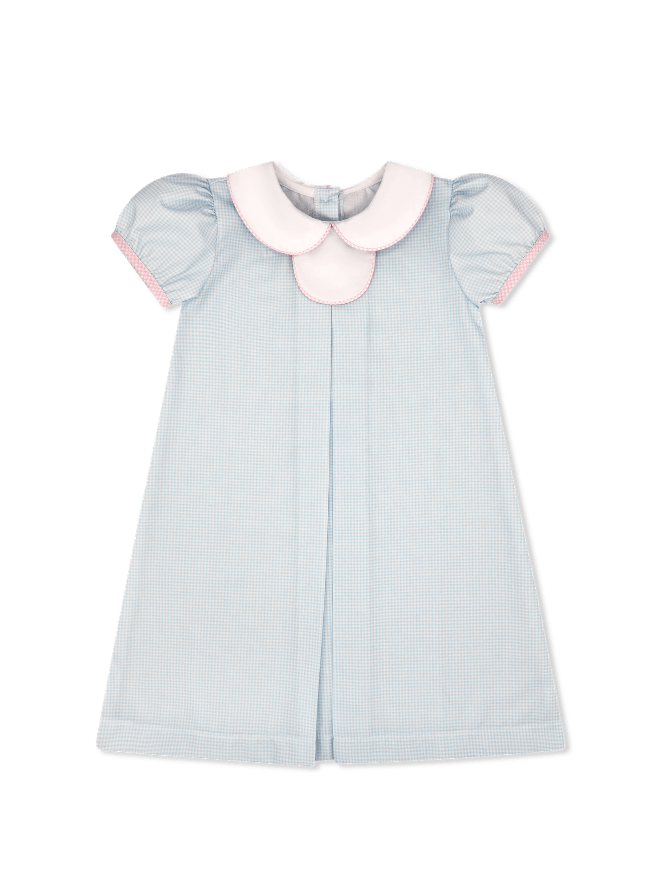 Timeless Tab Dress in Baby Blue Minigingham - Lullaby Set Timeless Tab Dress in Baby Blue Minigingham - Lullaby Set