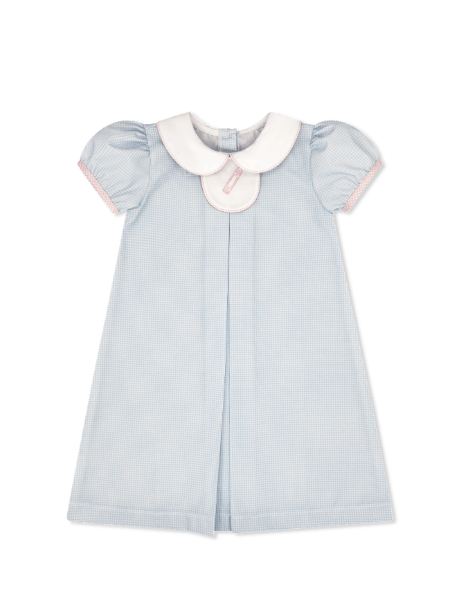 Timeless Tab Dress in Baby Blue Minigingham - Lullaby Set Timeless Tab Dress in Baby Blue Minigingham - Lullaby Set