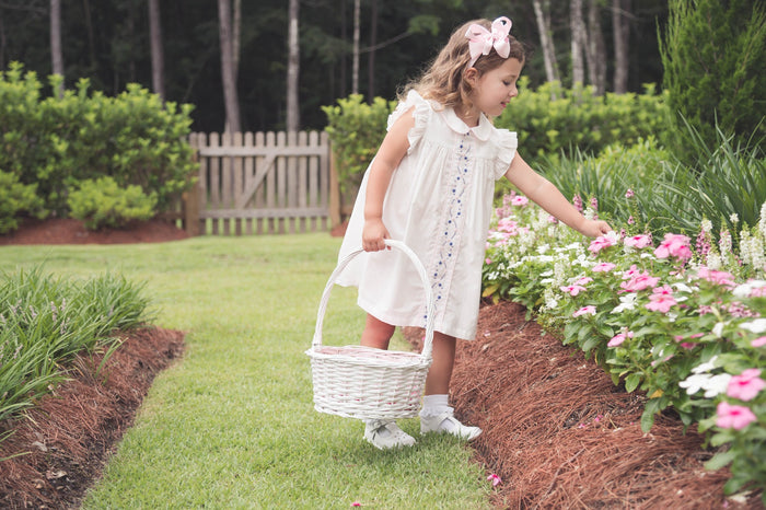 Kimberly Dress - Blessings White, Blessings Pink, Richmond Royal