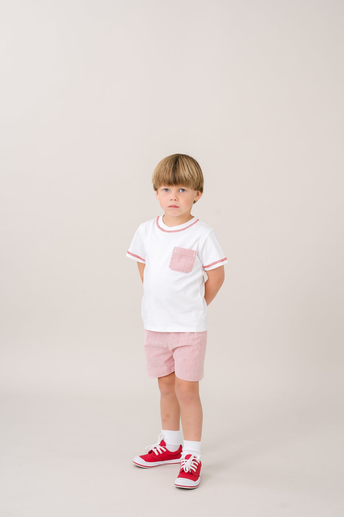 Charlie Short Set - Legacy White, Raleigh Red Seersucker