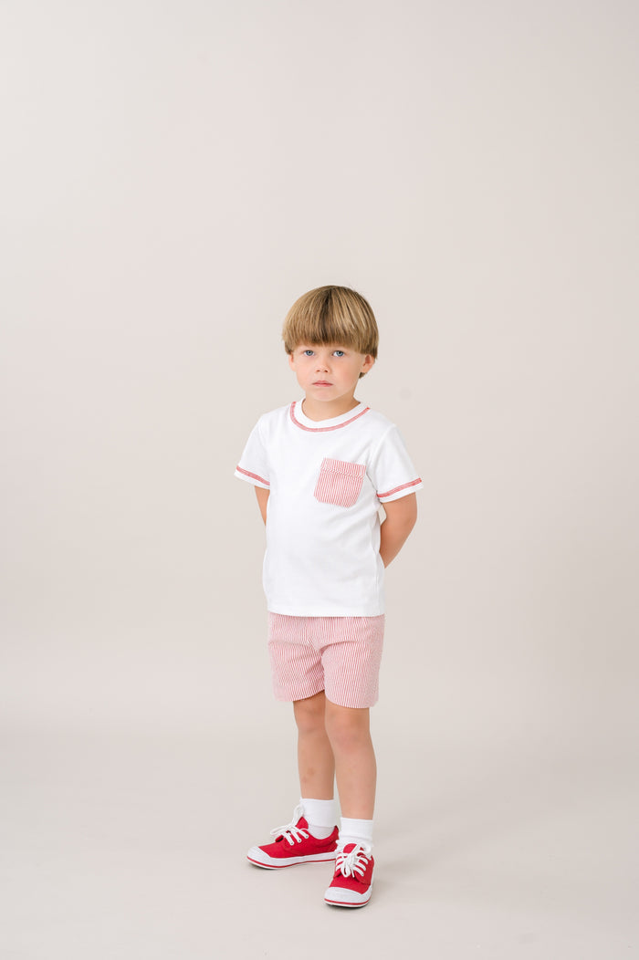 Charlie Short Set - Legacy White, Raleigh Red Seersucker