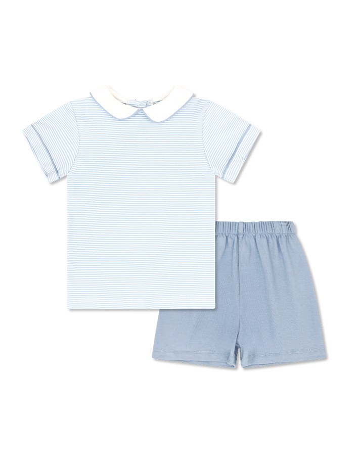 Sibley Short Set - Seaside Blue Ministripe, Dallas Blue