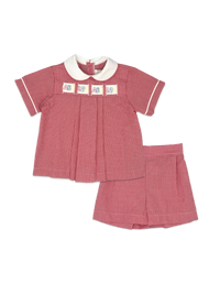 Noah Ribbon Short Set - Ridgeland Red Minigingham