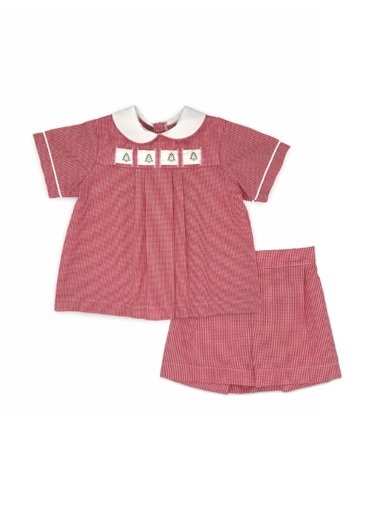Noah Ribbon Short Set - Ridgeland Red Minigingham