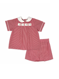 Noah Ribbon Short Set - Ridgeland Red Minigingham