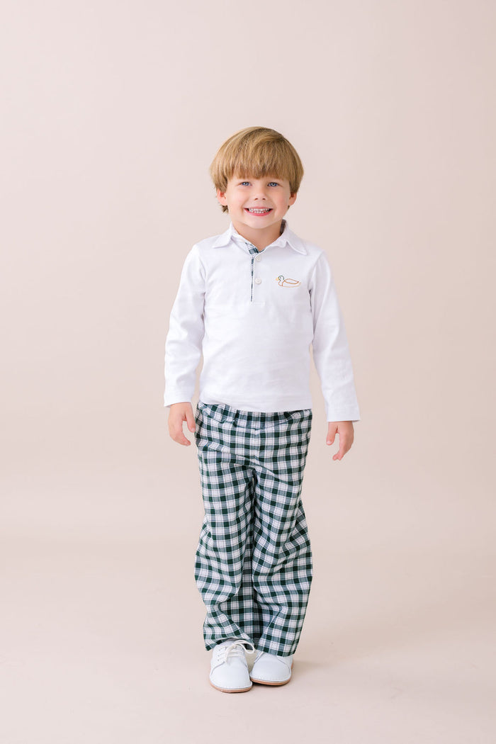 Parker Polo LS - Willoughby White Knit, Mallard