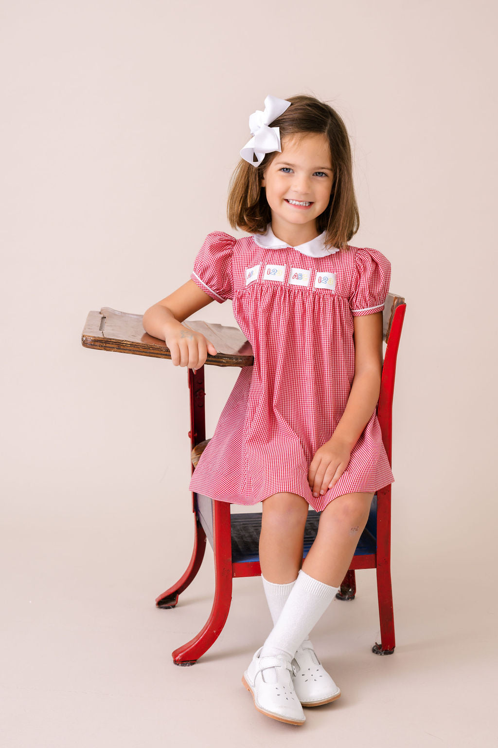 Ruth Ribbon Dress - Ridgeland Red Minigingham