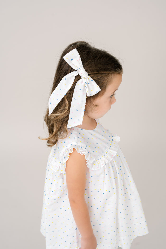 Lola Long Bow - Celebration Swiss Dot