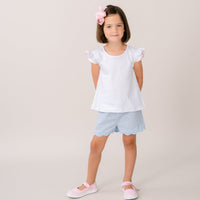 Angel Blouse - Park White, Classic Pink Ric Rac