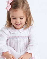 Michelle Dress - Willow White Pique, Pink and Blue - Classic Dresses | Lullaby Set