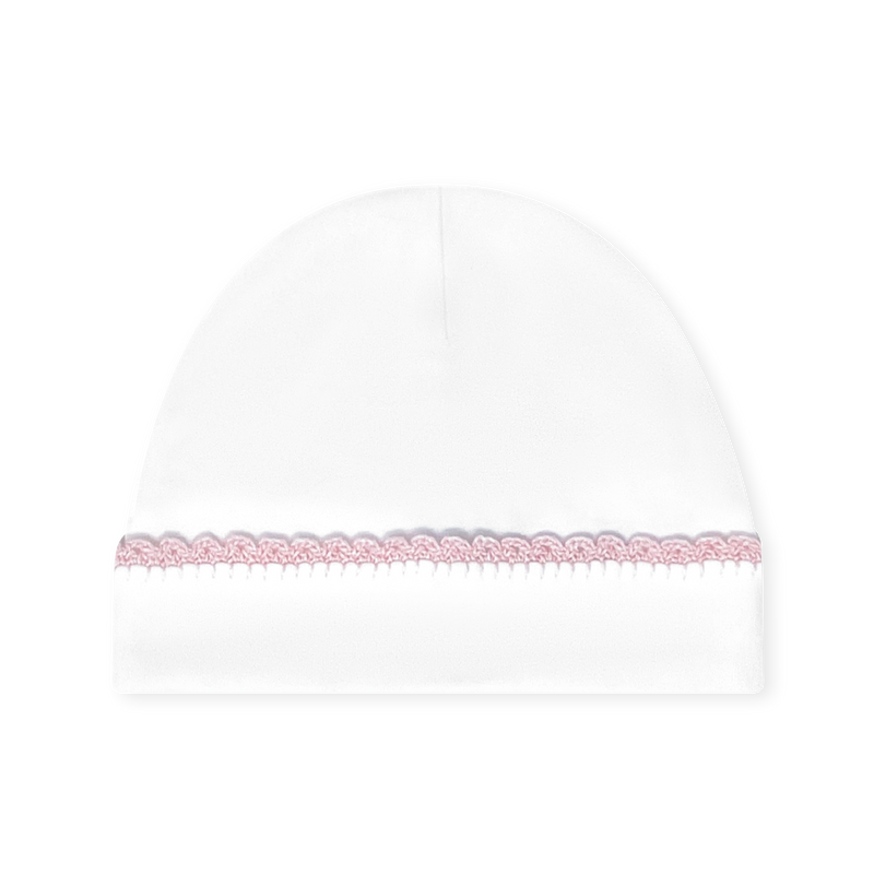 Baby Hat - Classic White, Pink