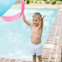 Barnes Bathing Suit - Baby Blue Minigingham, Legacy White