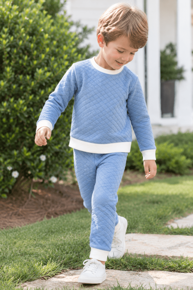 Harris Quilted Playsuit - Baylor Blue - Classic Sets | Lullaby Set