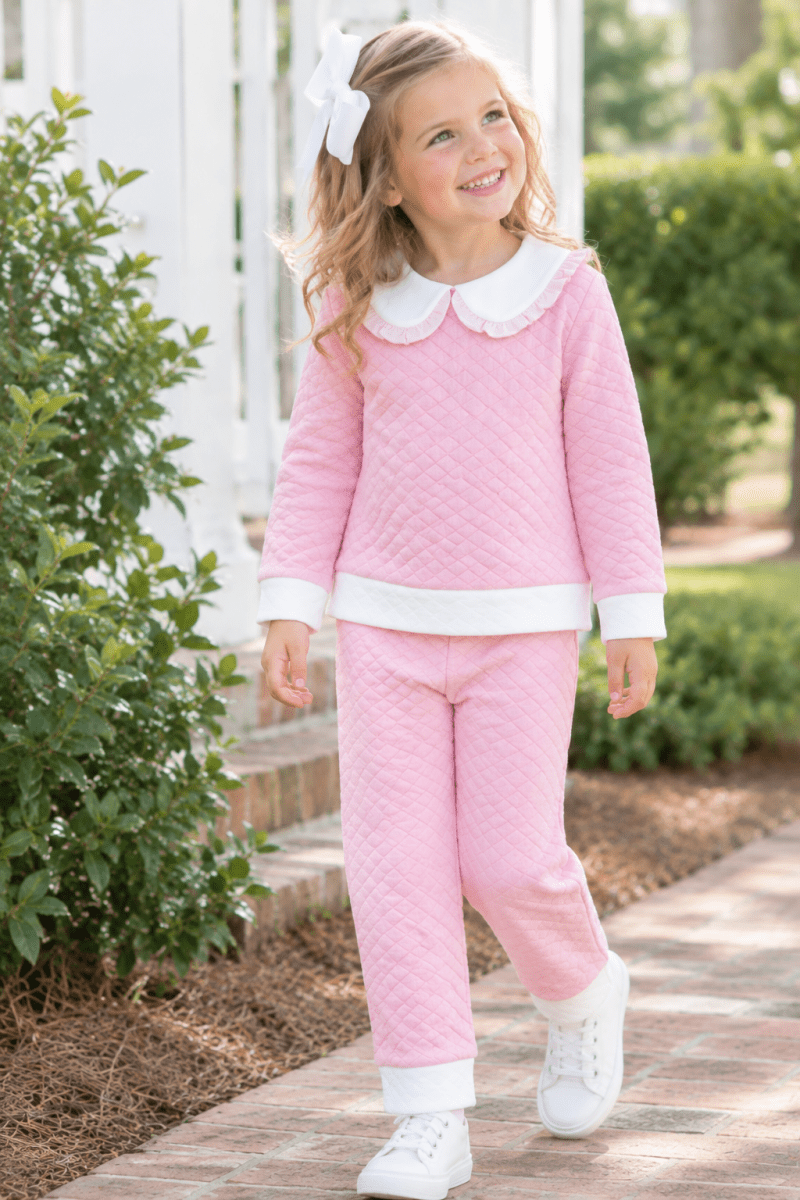 Cooper Quilted Playsuit - Petal Pink - Classic Sets | Lullaby Set