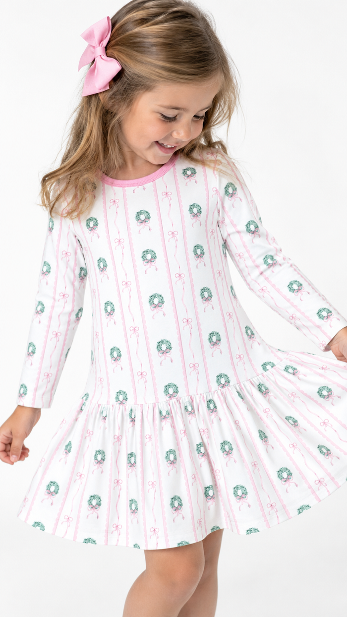 Dani Dropwaist Dress Long Sleeve - Boxwood and Bows