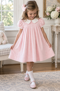 Special Moments Dress - Petite Pink Velvet, Winter White Velvet