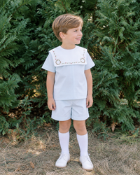 Christian Short Set - Blessings Blue Batiste, Holly