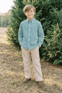 Brees Button Down - Mistletoe Green Windowpane - Classic Tops | Lullaby Set