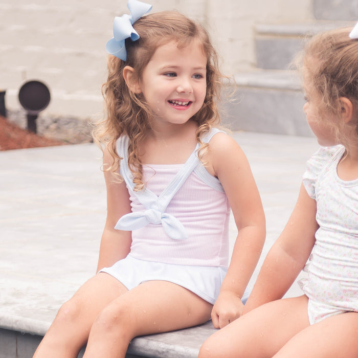 Nora Swimsuit - Baby Pink Minigingham, Baby Blue Minigingham
