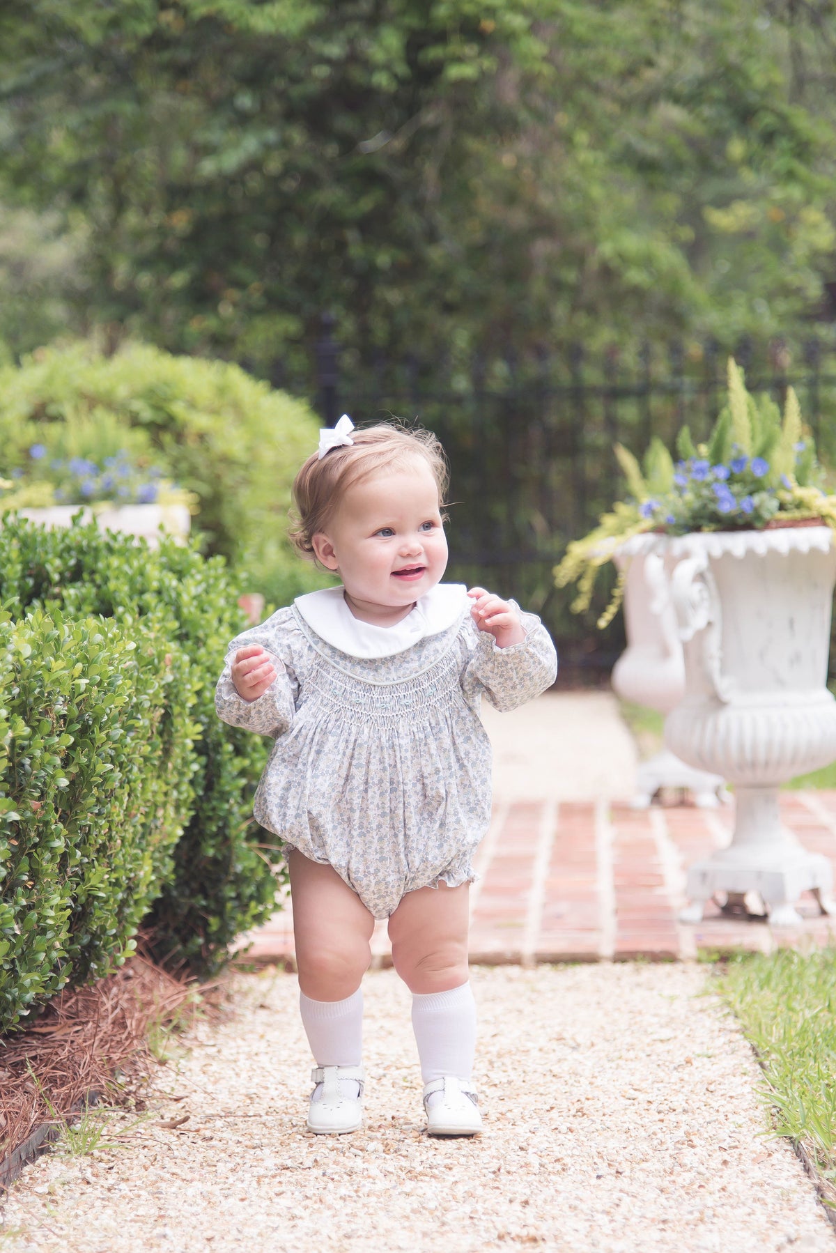 Courtney Bubble Long Sleeve - Whispering Floral Blooms, Baytown Blue