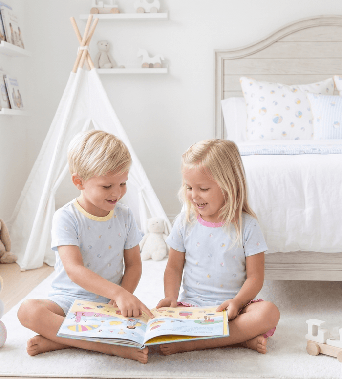 Landon Short Set - Beach Bounce, Yellow - Classic Pajamas | Lullaby Set