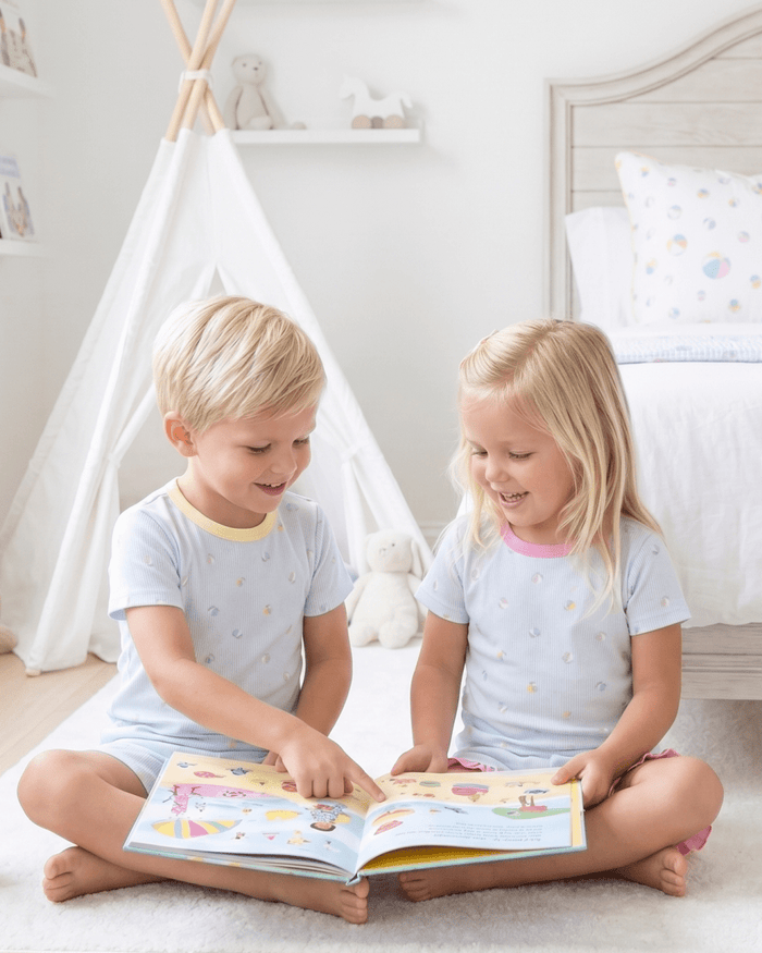 Lily Short Set - Beach Bounce, Pink - Classic Pajamas | Lullaby Set