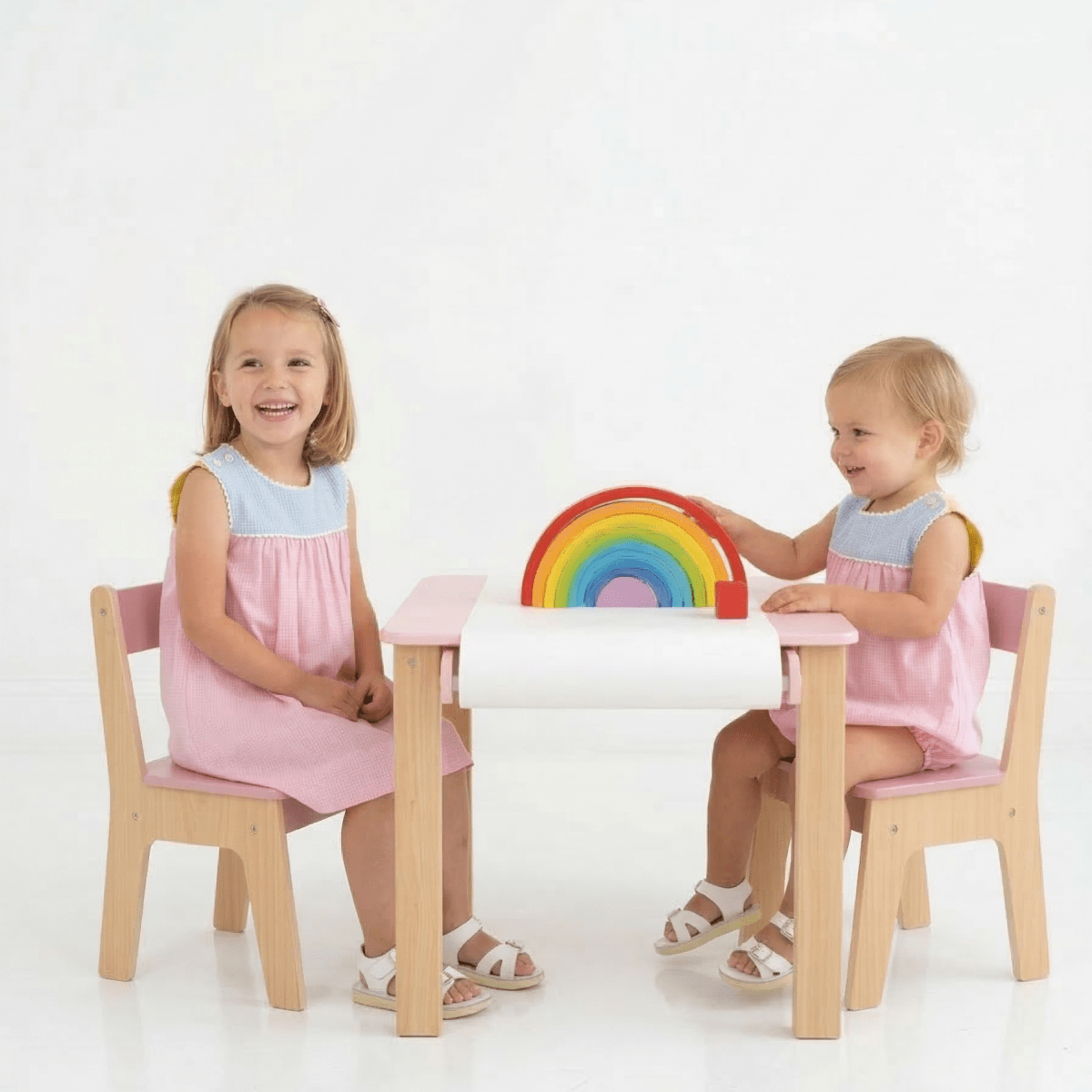 Charming Dress - Light Pink, Yellow, Light Blue Minigingham Color Block - Classic Dresses | Lullaby Set