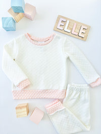 Quilted Sweatsuit - Worthington White, Paris Pink