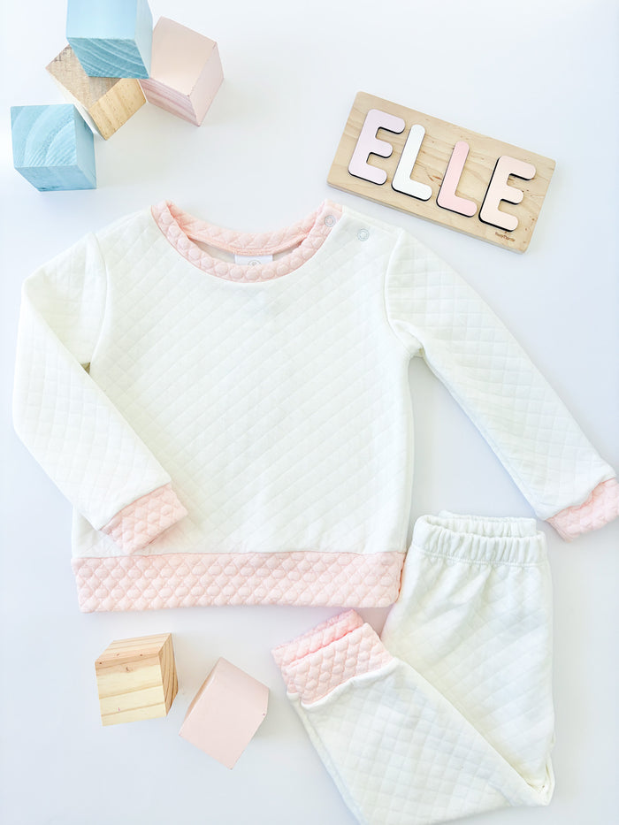 Quilted Sweatsuit - Worthington White, Paris Pink