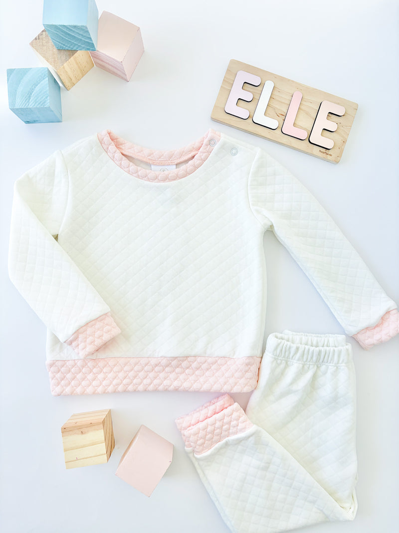 Quilted Sweatsuit - Worthington White, Paris Pink