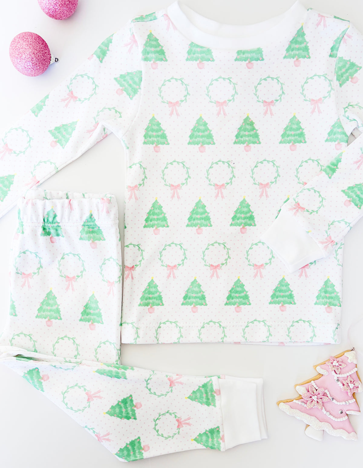 Sweet Pea PJ Set - Oh Christmas Tree, Park White