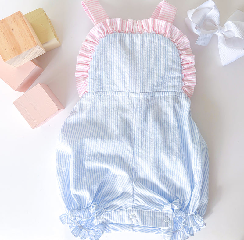 Margaux Bubble - Boston Blue Seersucker, Party Pink Seersucker