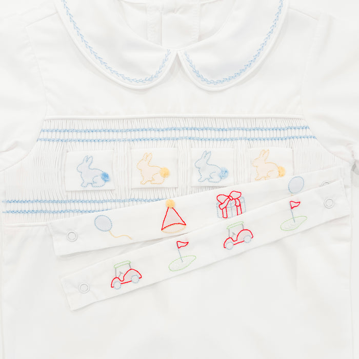 Noah Ribbon Short Set - Blessings White, Beaumont Blue