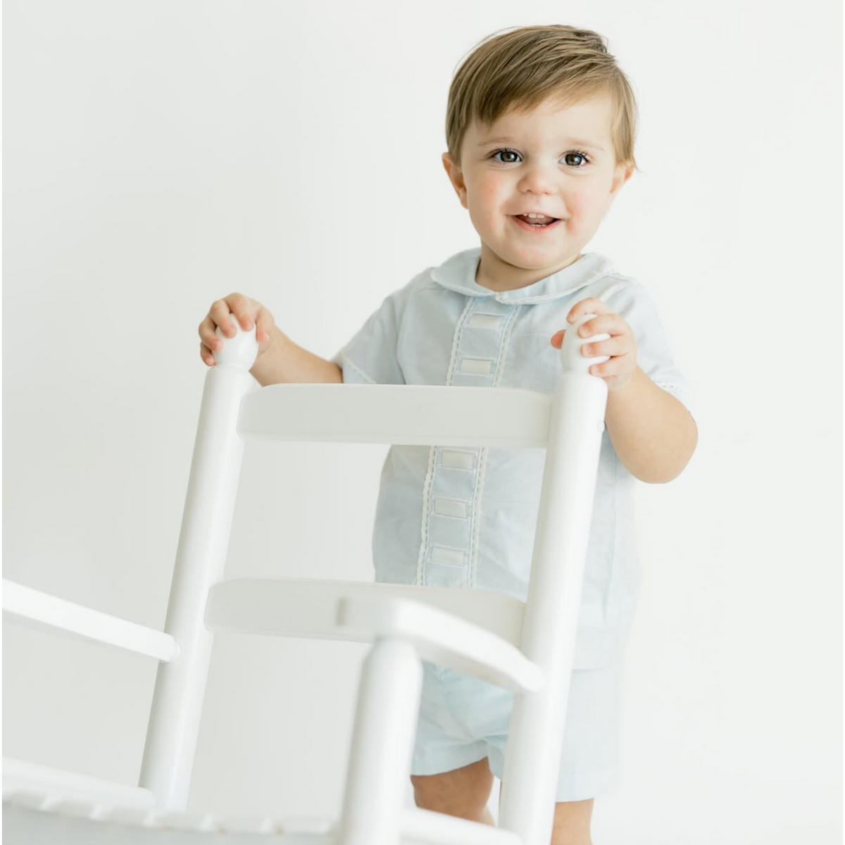 Nate Short Set - Blessings Blue with Ecru