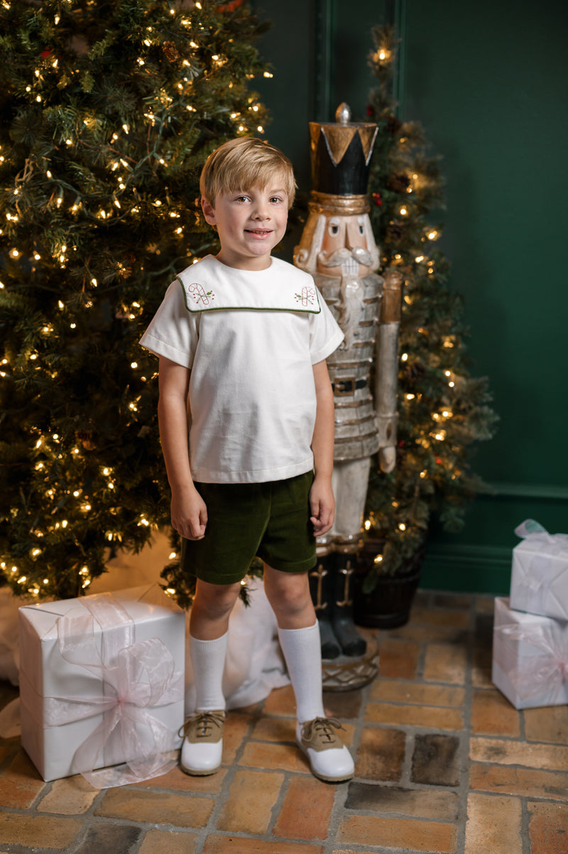 Christian Short Set - Winter White Velvet, Candy Cane