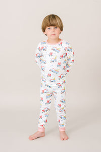 Sweet Pea PJ Set - All Aboard, Ridgeland Red Minigingham