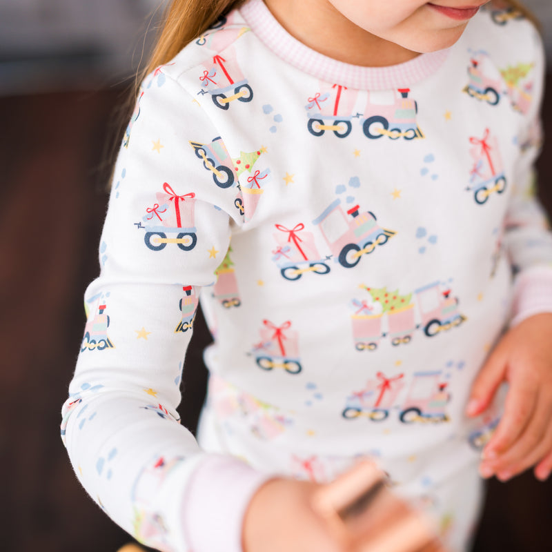 Sweet Pea PJ Set - All Aboard, Park Pink