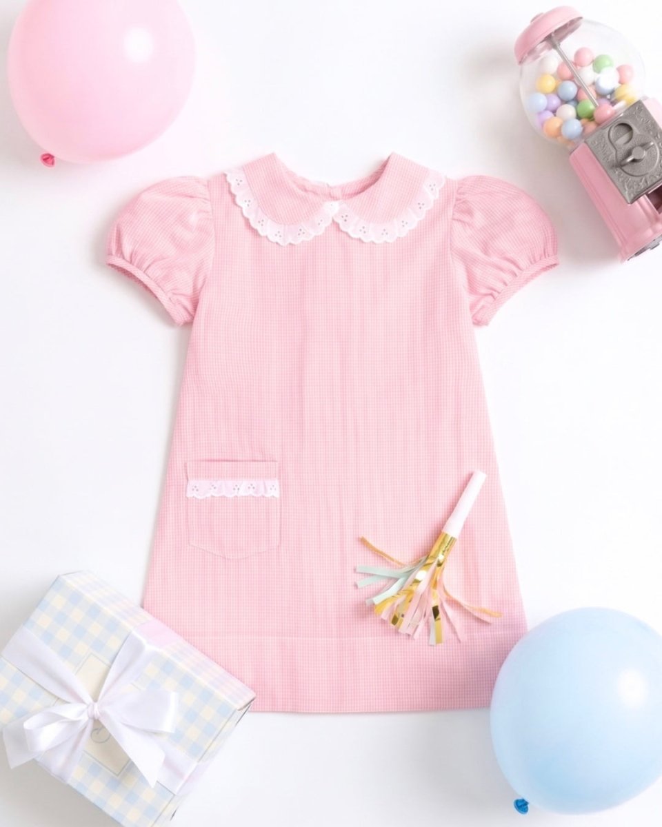 1956 Pocket Dress - Polite Pink Minigingham - Classic Dresses | Lullaby Set
