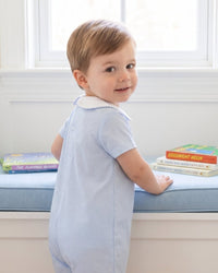 Precious Play Bubble - Baby Blue Minigingham Knit - Classic Core Baby | Lullaby Set