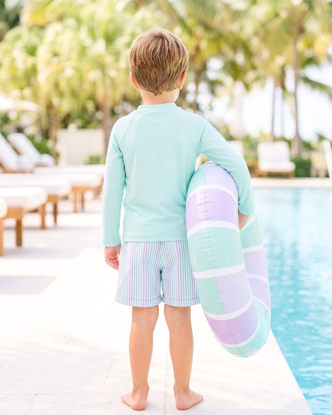 Barnes Bathing Suit - Preppy Pinstripe, Medley Mint