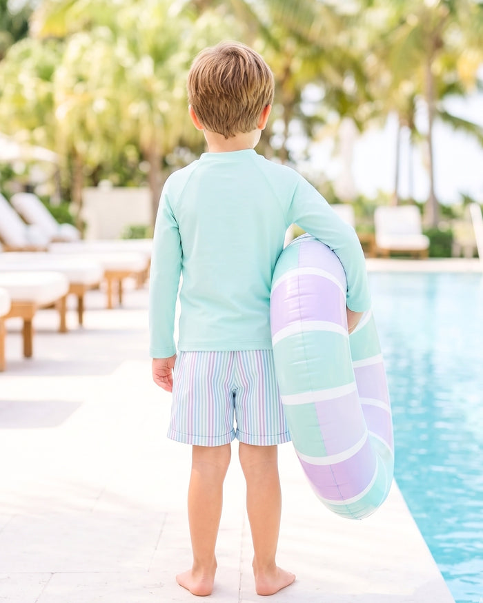 Barnes Bathing Suit - Preppy Pinstripe, Medley Mint