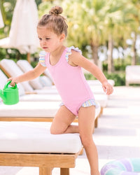 Lottie Swimsuit  - Poolside Pink, Petunia Pinstripe
