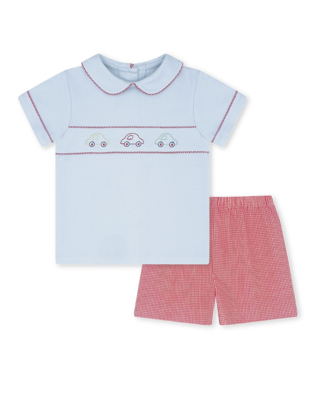 Carson Short Set - Bluffton Blue, Raleigh Red Minigingham, Cars