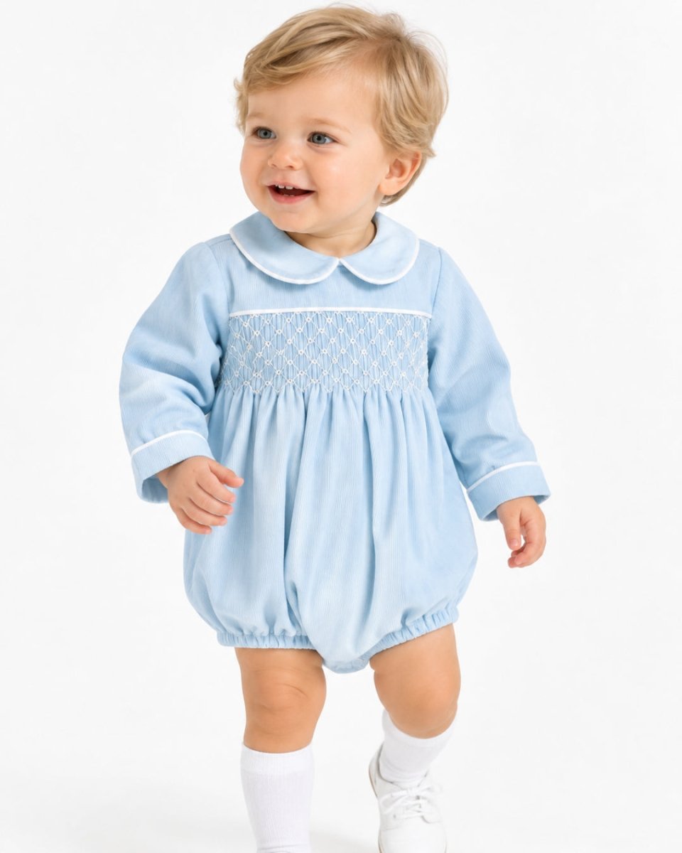 Windsor Bubble - Birmingham Blue Pique, Smocking - Classic Bubbles | Lullaby Set