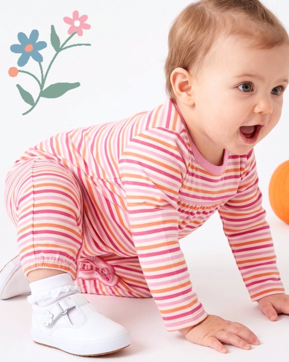 Penny Play Romper - Falling For Stripes, Pink - Classic Rompers | Lullaby Set